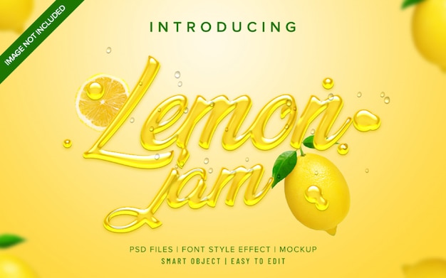 3D Lemon jam font style effect template