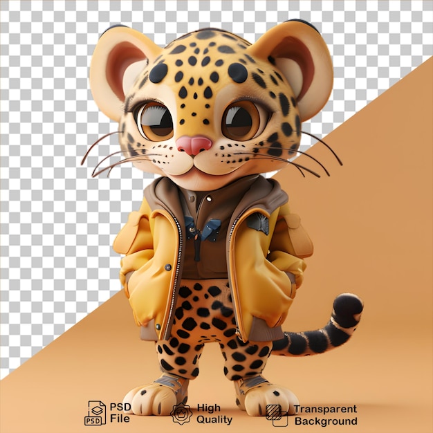 PSD 3d-персонаж леопарда изолирован на прозрачном фоне включает в себя png-файл