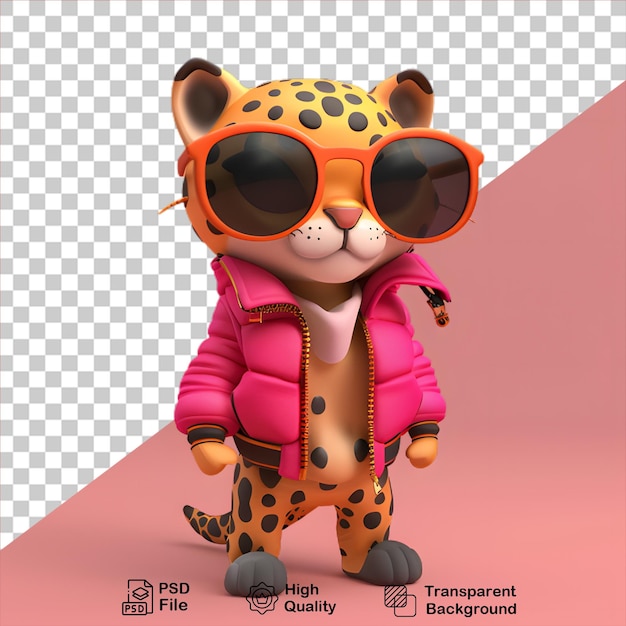 PSD 透明な背景に 3d レオパードキャラクターをインストール