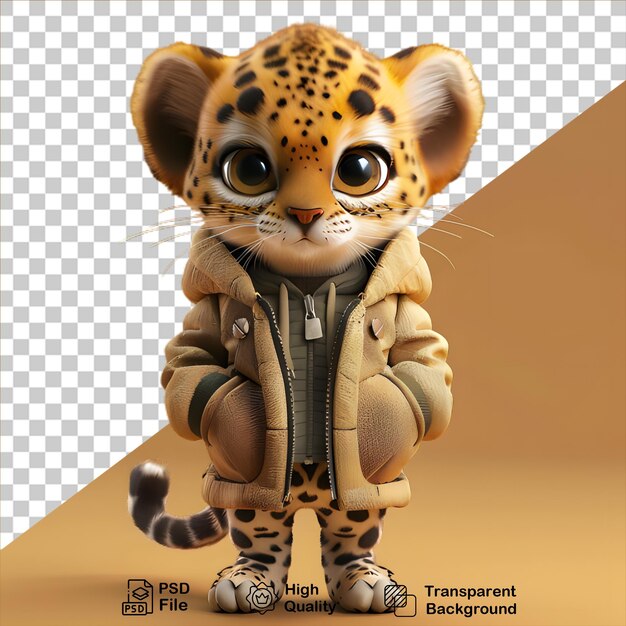 PSD personaggio leopardo 3d isolato su sfondo trasparente include file png