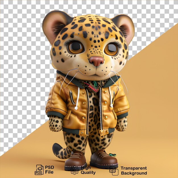 PSD 3d leopard character isolated on transparent background include png file