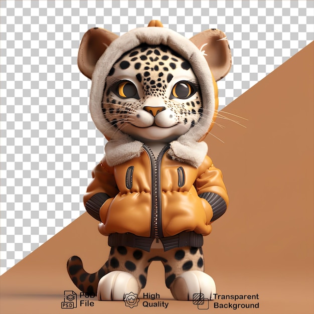 PSD personaggio leopardo 3d isolato su sfondo trasparente include file png