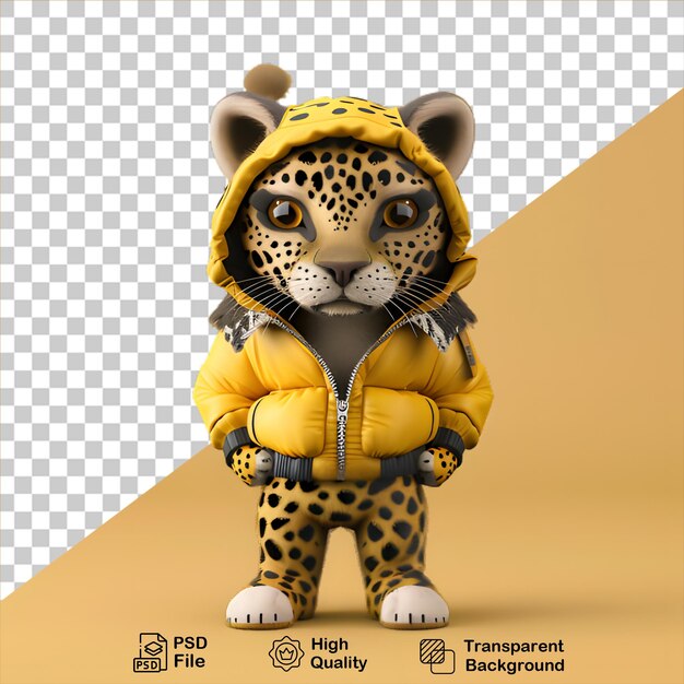 PSD personaggio leopardo 3d isolato su sfondo trasparente include file png