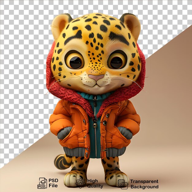 PSD personaggio leopardo 3d isolato su sfondo trasparente include file png