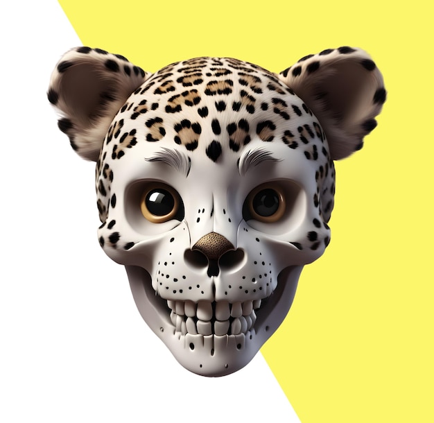 PSD 3d leopard feline skull and human features