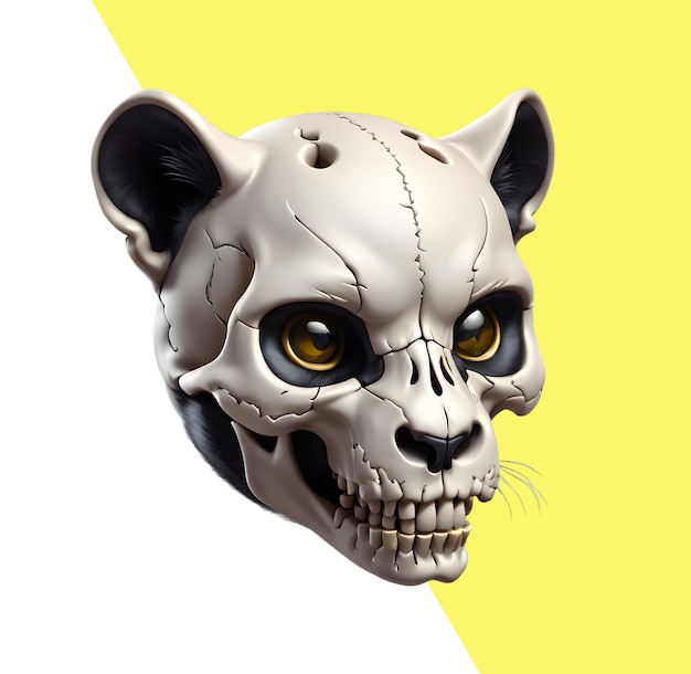 3d leopard feline skull and human features