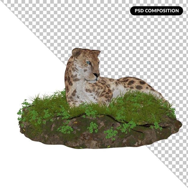 PSD 3d leopard geïsoleerd 3d