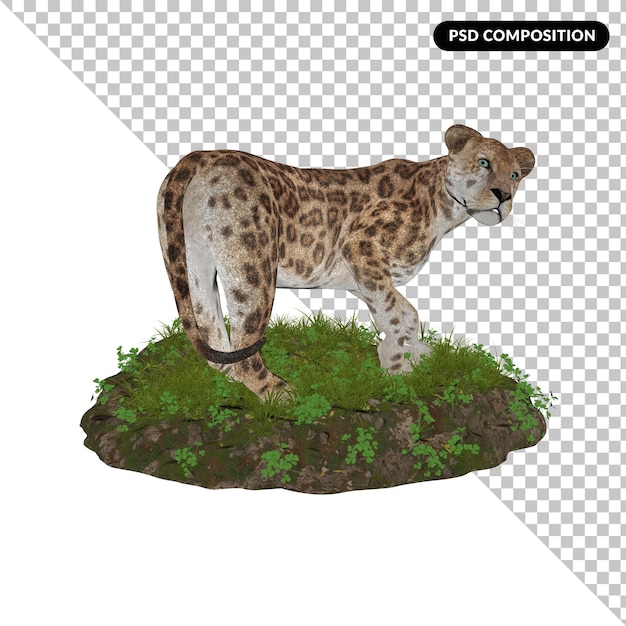 3d leopardo isolato 3d