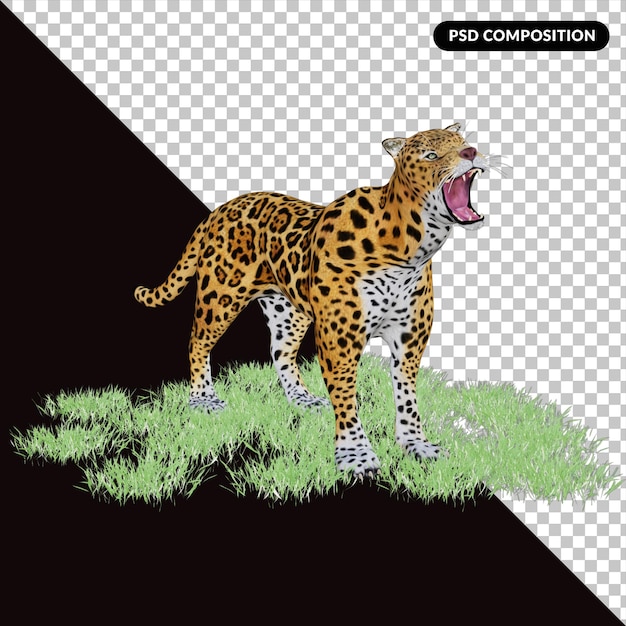 PSD 3d-leophard illustratie wild dier