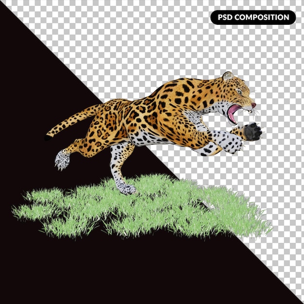 PSD animale selvatico dell'illustrazione del leopardo 3d