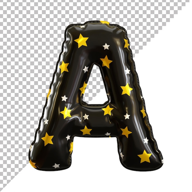 PSD 3d letter a alfabet zwart folieballon halloween thema