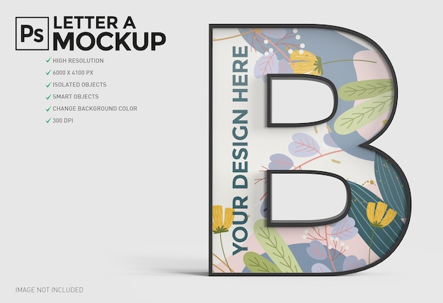 3d letter b mockup-ontwerp