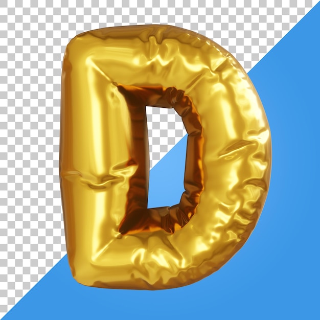 PSD 3d-letter d gouden ballon