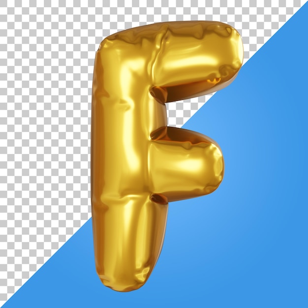 PSD 3d letter f golden balloon