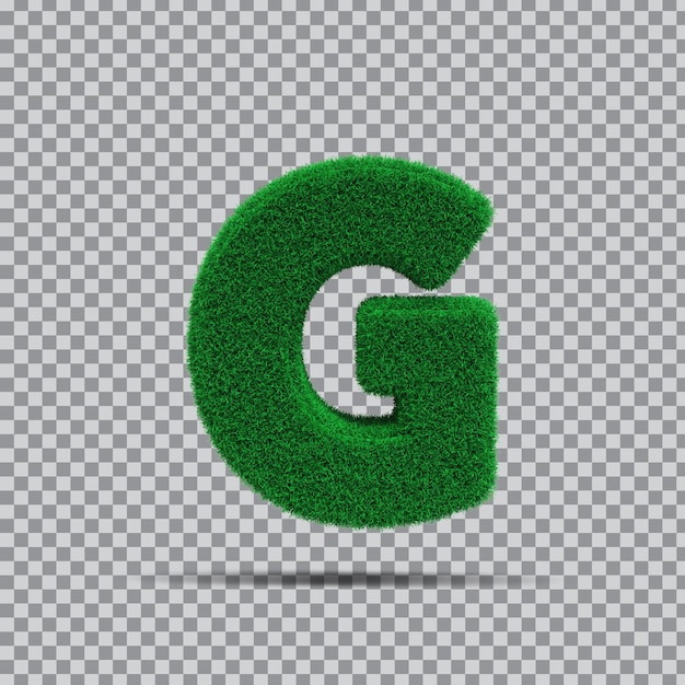 PSD 3d letter g from grass green