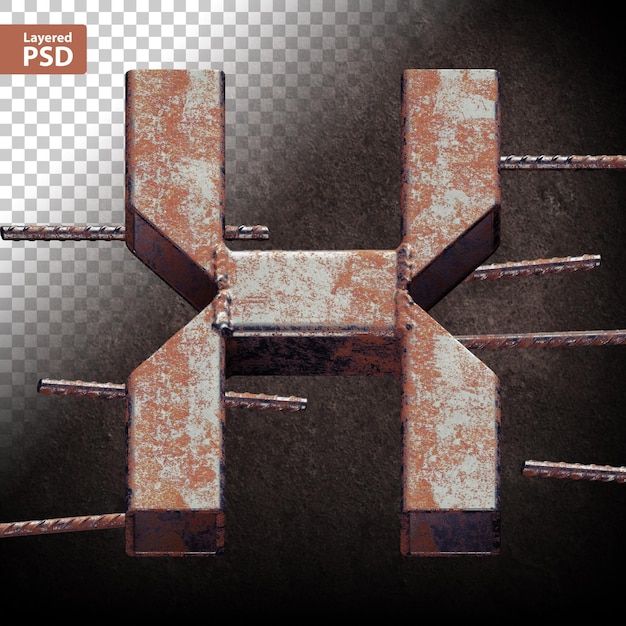 3D-letter gemaakt van gelaste grunge metalen buizen