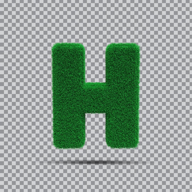 PSD 3d lettera h da erba verde