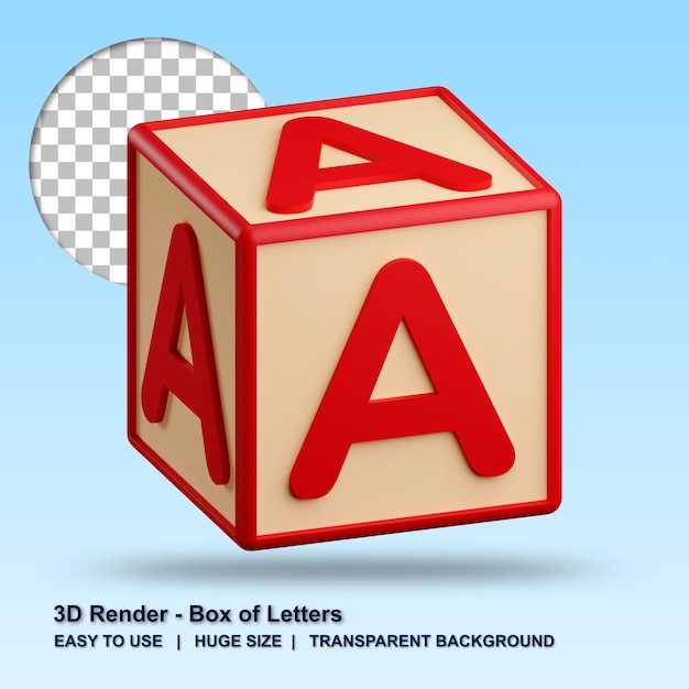 PSD 3d letter a illustration with transparent