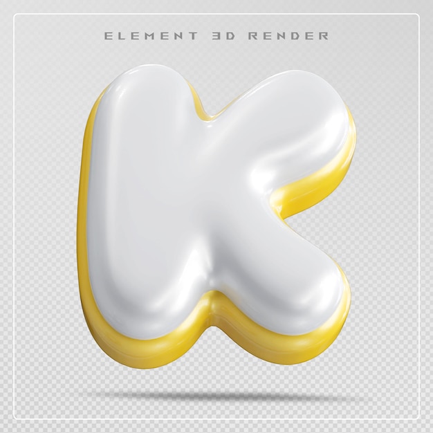 PSD 3d letter k font white with frame yellow