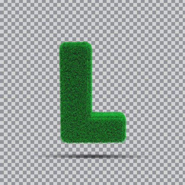 PSD 3d letter l from grass green