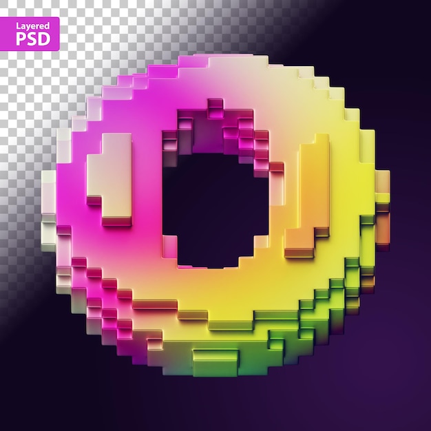 3d letter made of colorful pixels