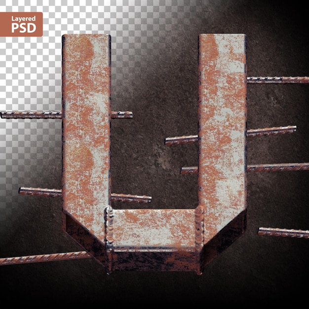 PSD 용접된 그런지 금속 파이프로 만든 3d 편지