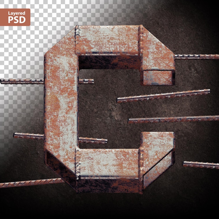 PSD 3d письмо из сварных металлических труб гранж