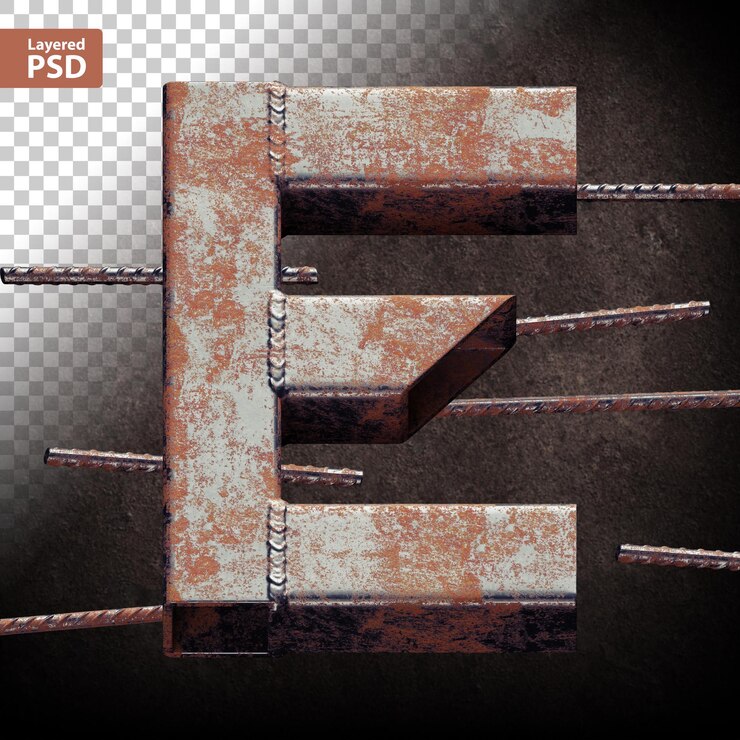 PSD 용접된 그런지 금속 파이프로 만든 3d 편지