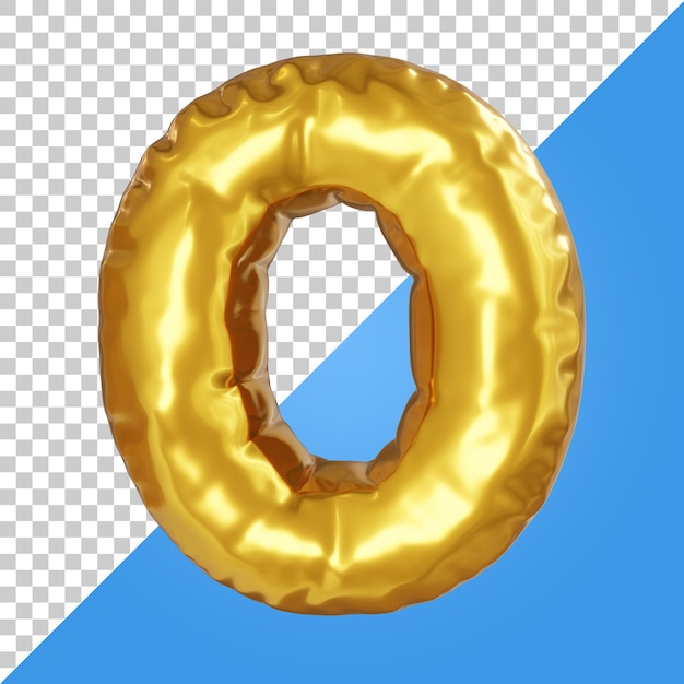 PSD 3d letter o golden balloon