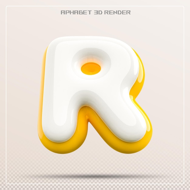 PSD 3d letter r font white