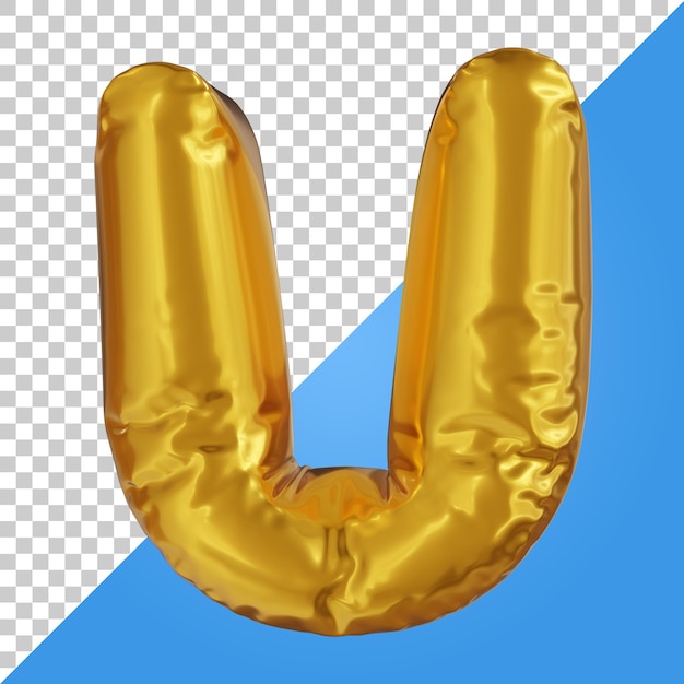 PSD 3d letter u golden balloon