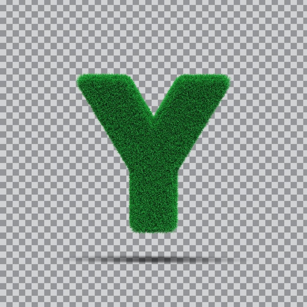 3d letter y from grass green