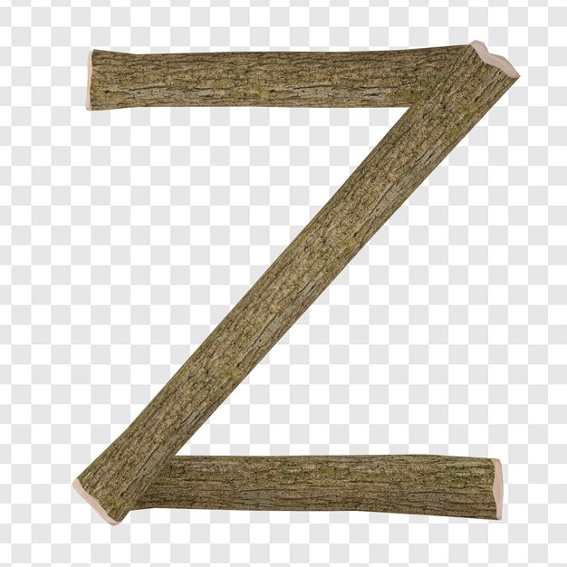 3d lettera z nello stile di tronchi di legno isolati3d'illustrazione