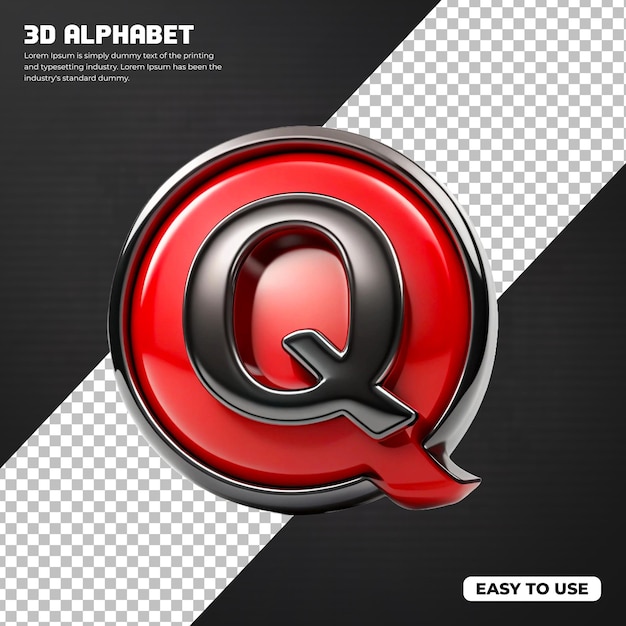 3d letters or alphabet q