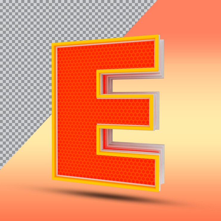 PSD 3d letters e effect style color orange