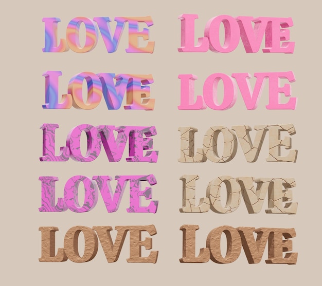 PSD 3d letters love