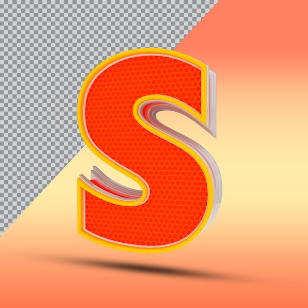 PSD 3d letters s effect style color orange