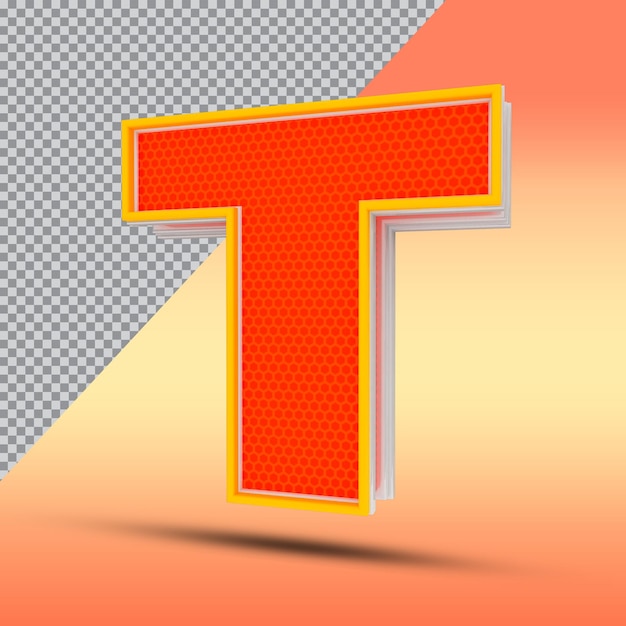 PSD 3d letters t effect style color orange