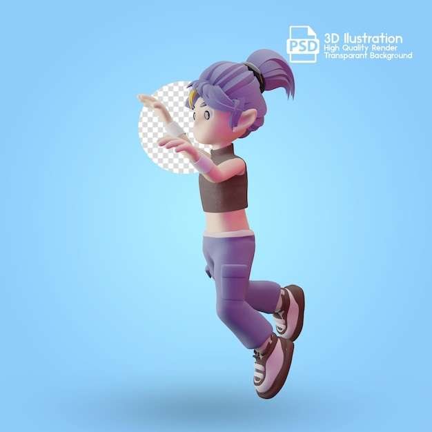 3d levitating female character