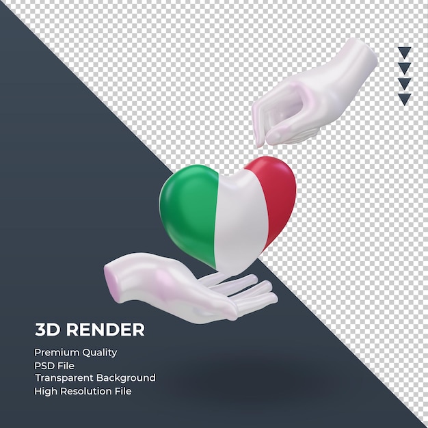 PSD 3d liefdadigheidsdag italië vlag weergave linker weergave