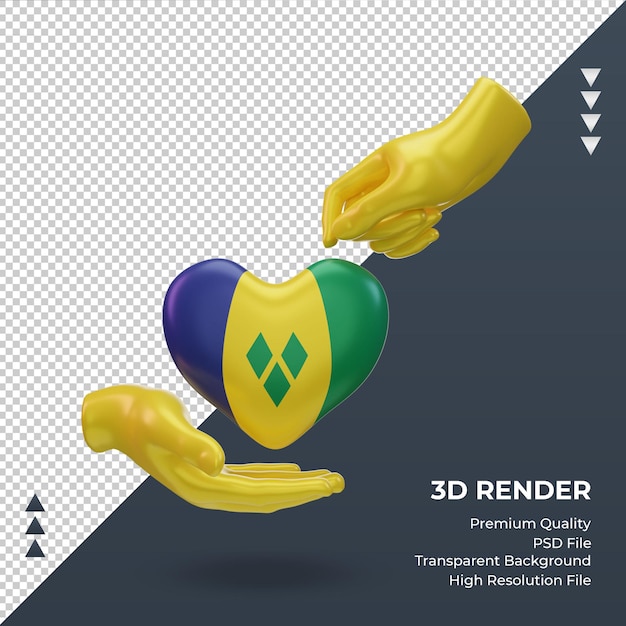 3d liefdadigheidsdag st vincent en de grenadines vlag rendering vooraanzicht