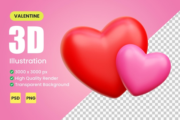 PSD 3d liefdehangslot en sleutel, valentijn 3d illustratie