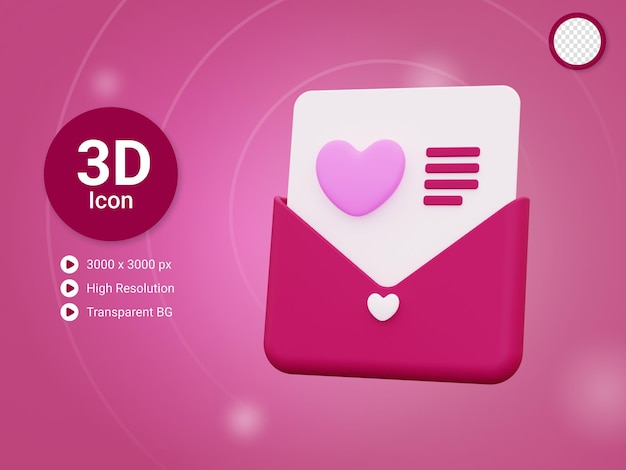 3d liefdesbriefpictogram