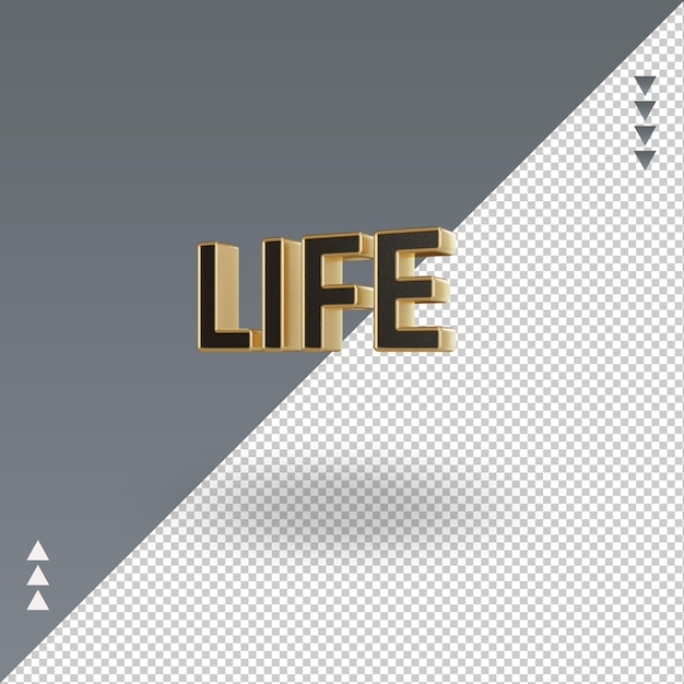 3d life black gold icon rendering right view