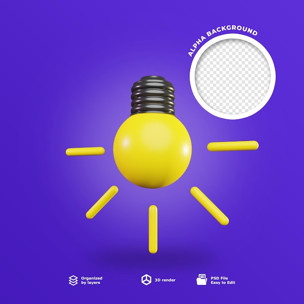 PSD 3d light bulb icon 03