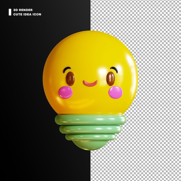 3d light bulb icon with a smiley face