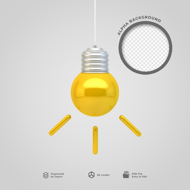 3d light bulb icon