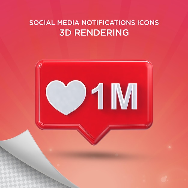 3d как 1M Instagram глянцевый рендеринг Premium Psd