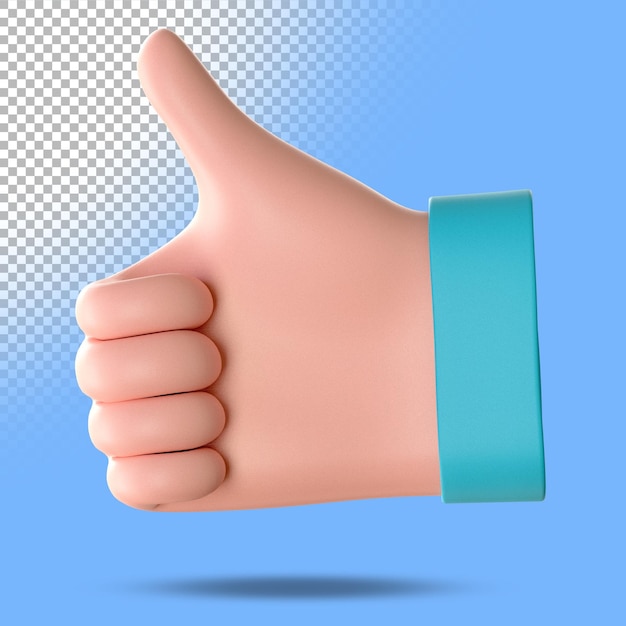 3d like button thumb up. Three dimensional render illustration.