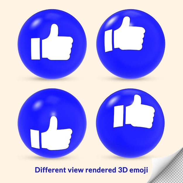 PSD 3d like emoji reaction icon with different view rendered